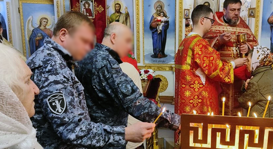 Молебен в честь покровителя российского воинства прошел в Запорожской области с участием росгвардейцев
